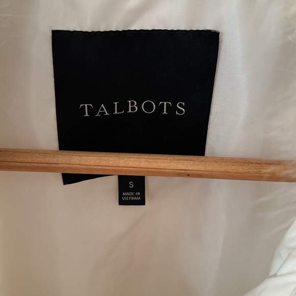 Talbots women small cream down vest faux detach collar - Picture 3 of 6